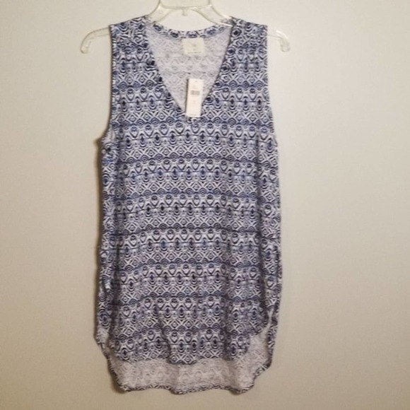 NWT Anthropologie T. La Hi-low V-neck Boho Inca Aztec Print Sleeveless Tunic Top - Picture 1 of 4
